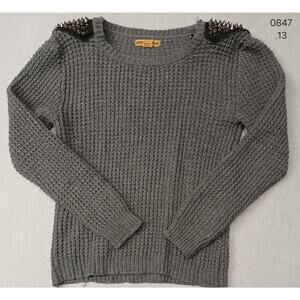 Love By Design (Medium) Gray Chunk Waffle Knit Sweatshirt